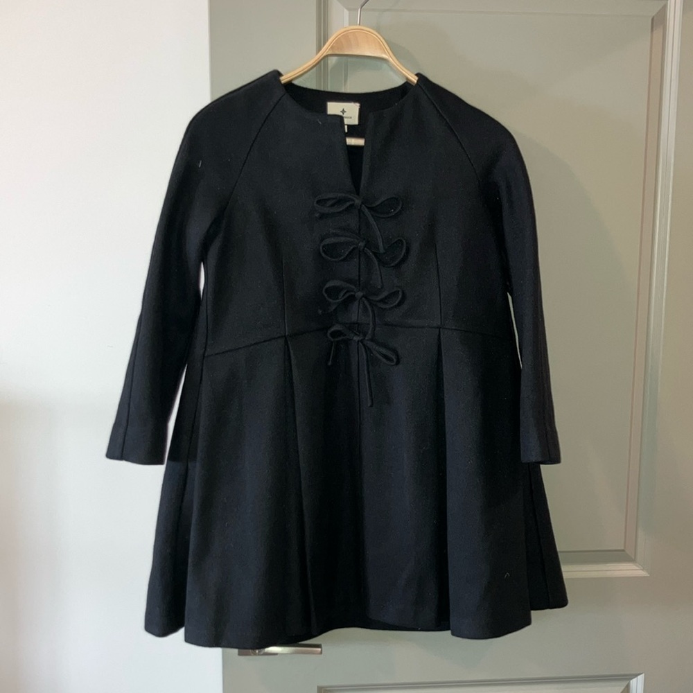 NWT Tuckernuck Black Blair Bow Coat Dress Sz XS - Picture 5 of 11